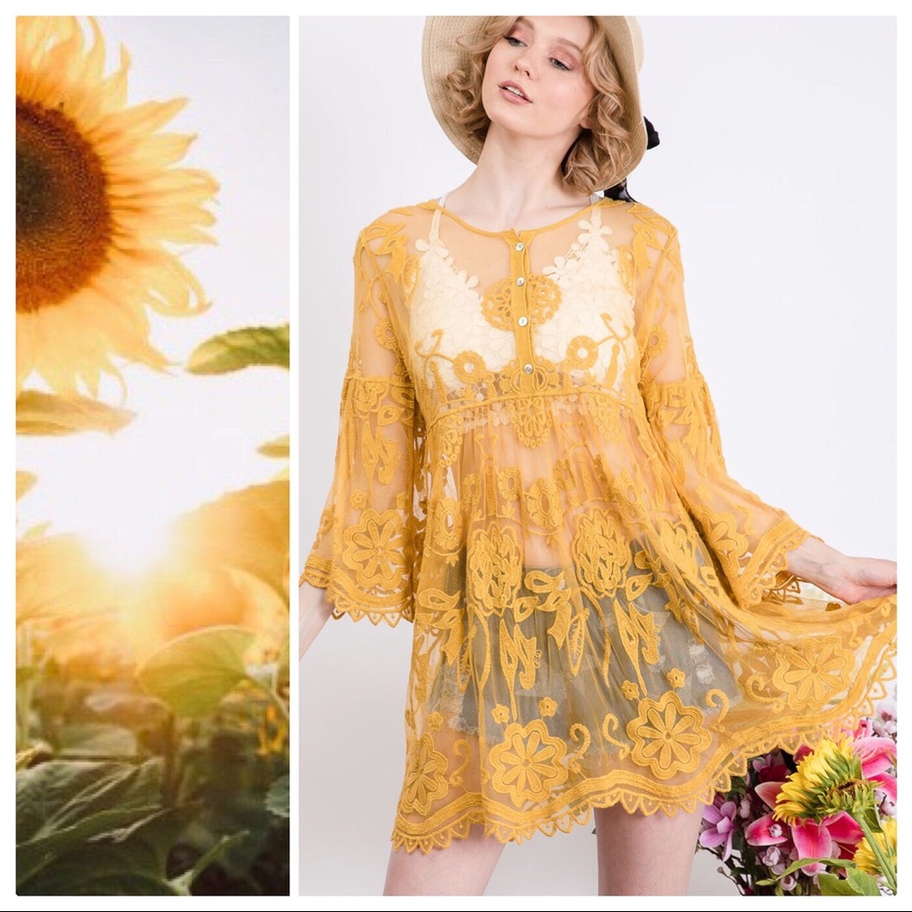 Anastasia Boho Lace Kimono Layering Tunic - Picture 4 of 8